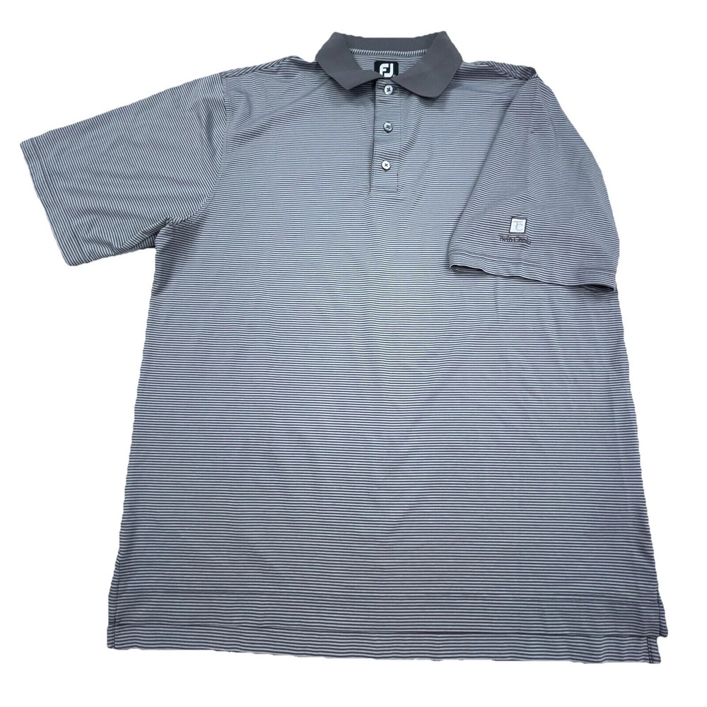 Foot Joy Polo Shirt‎ Men Large Gray Striped Performance Golf Club Twin Creeks